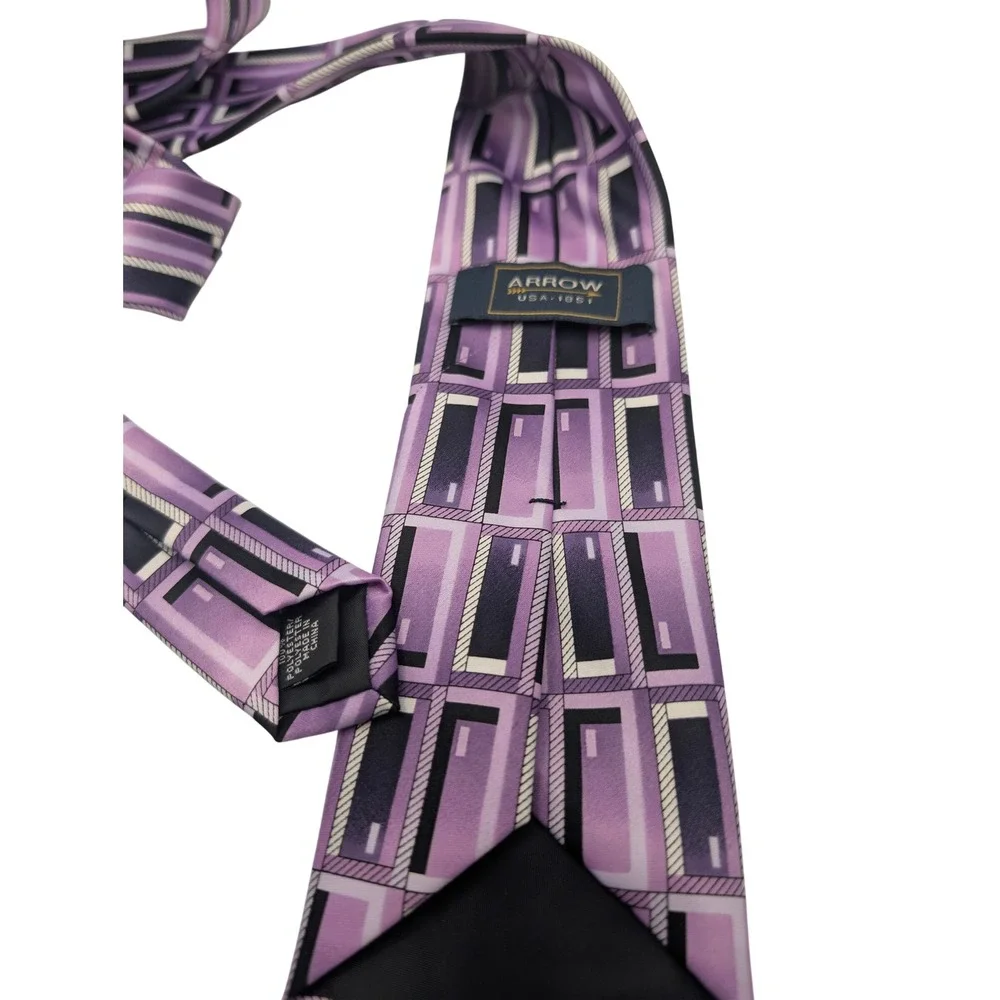 Arrow Necktie Mens Purple Geometric Abstract Rectangle Classic Polyester Tie